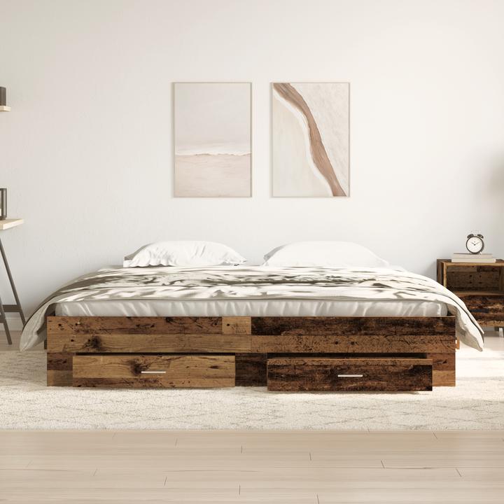 Produktbild VidaXL Bett mit Schubladen Altholz 180x200 cm Holzwerkstoff (180 x 200 cm)