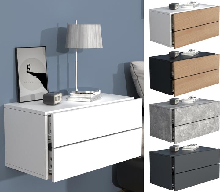 VCM Holz Wandschublade Nachtschrank Wandboard Schublade Konsole Nachttisch Usal L 60 cm (60 x 32 x 32 cm)