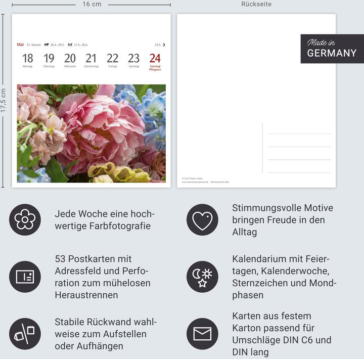 Produktbild Harenberg Blumenpracht Postkartenkalender 2026 - Wochenkalender mit 53 Postkarten (Deutsch)