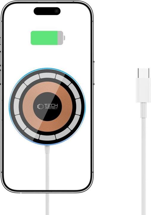 Produktbild Tech-Protect QI15W-A30 inductive charger with MagSafe with USB-C cable - silver (15 W)