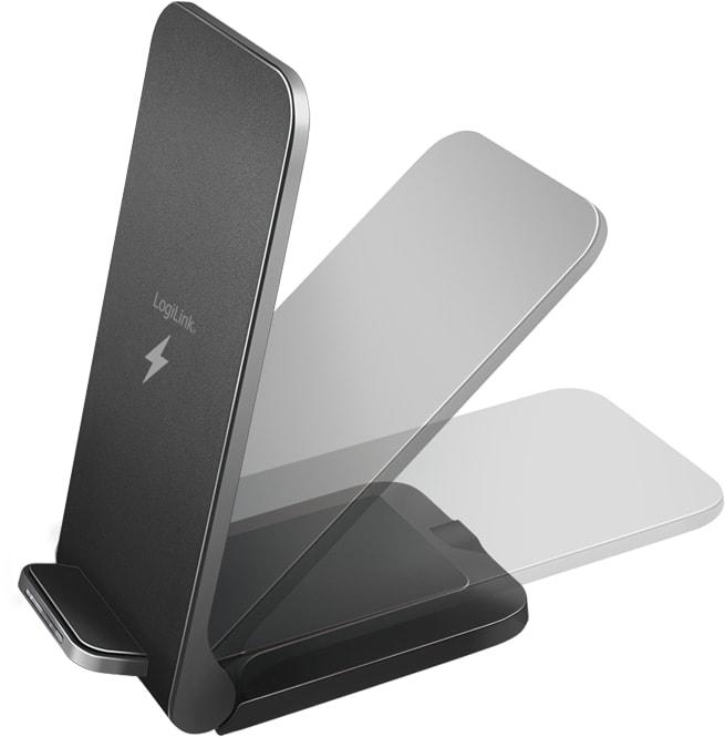 Produktbild LogiLink ZUB Smartphone Stand & WL Charger black (15 W)