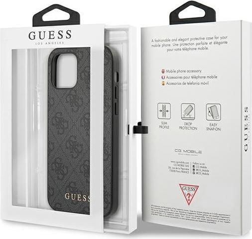 Produktbild Guess GUHCP12MG4GFGR iPhone 12 / 12 Pro 6,1" szary/grey hard case 4G Metal Gold Logo (Apple iPhone 12, Apple iPhone 12 Pro)