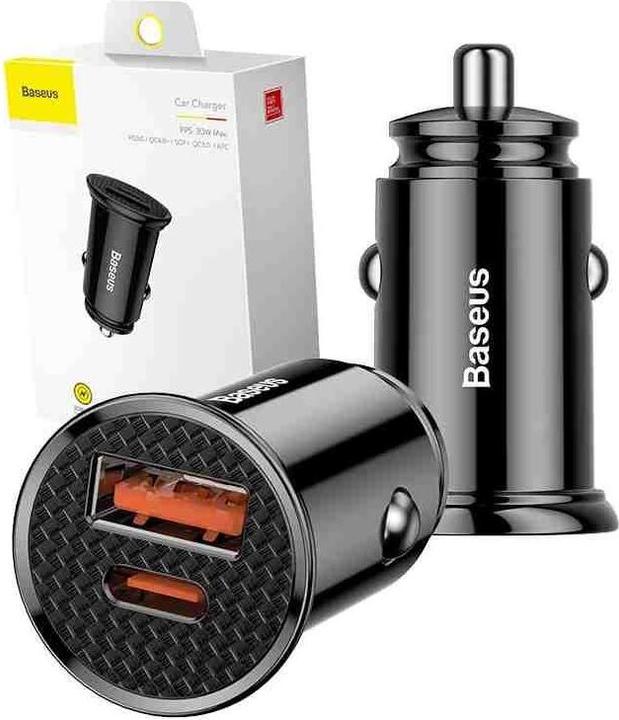 Actual product image Baseus Circular Plastic A+C 30W PPS Car Charger Black