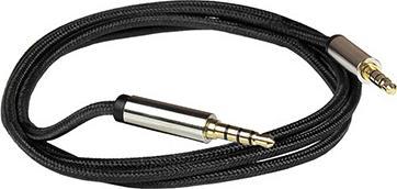 Produktbild Python Audio Anschlusskabel High-Quality, 4-poliger 3,5mm Klinkenstecker beidseitig, Textilmantel, schwarz (3 m)