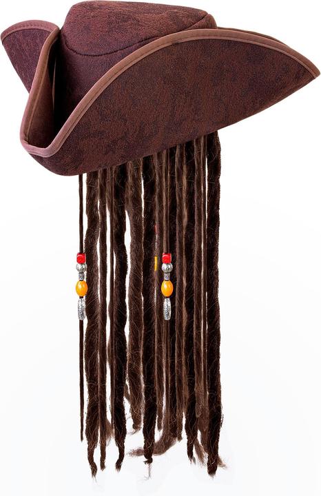 Image du produit Widmann Tricorne pirate en cuir avec des cheveux