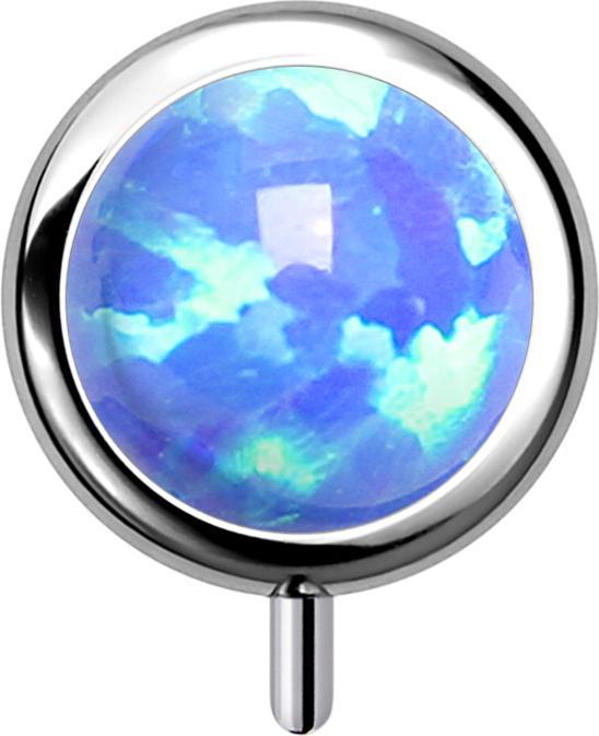 Actual product image Star Piercing Threadless cylinder silver front Opal blue (without brass, Titanium G23)