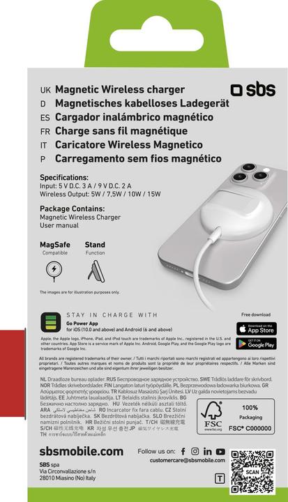 Produktbild SBS Kabellose Ladestation Qi2, MagSafe-kompatibel mit Standfunktion (15 W)