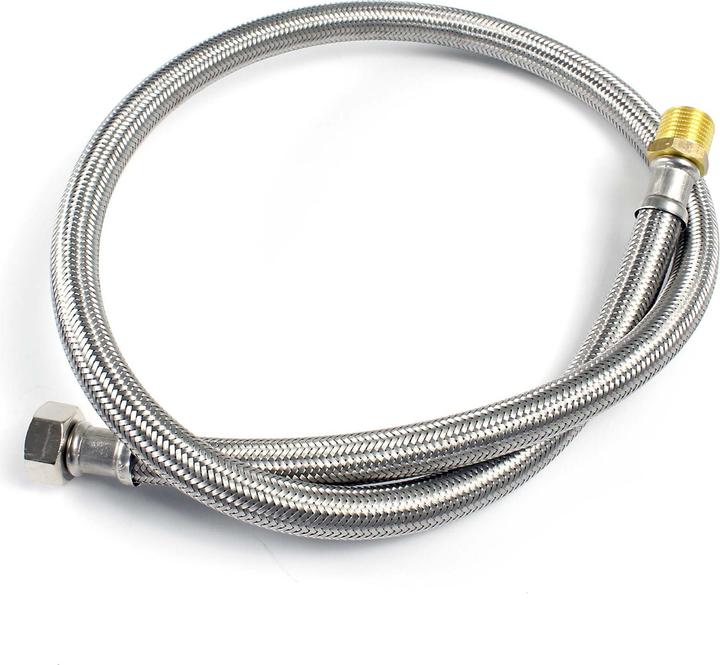 Produktbild XPOtool Flexschlauch 1500mm DN8 Panzerschlauch 1/2" AG 20,95mm 3/8" ÜM 14,95mm