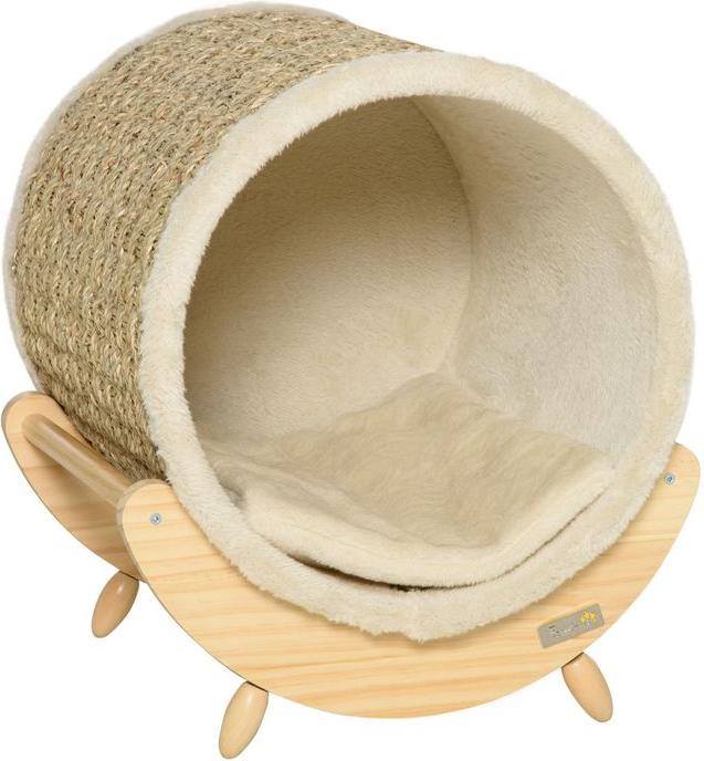 Produktbild Swisshandel24 Katzenhöhle Katzenbett mit Regal Katzenhaus Katzenhütte mit Kratzunterlage Indoor Kiefernholz Flanel (Katze)