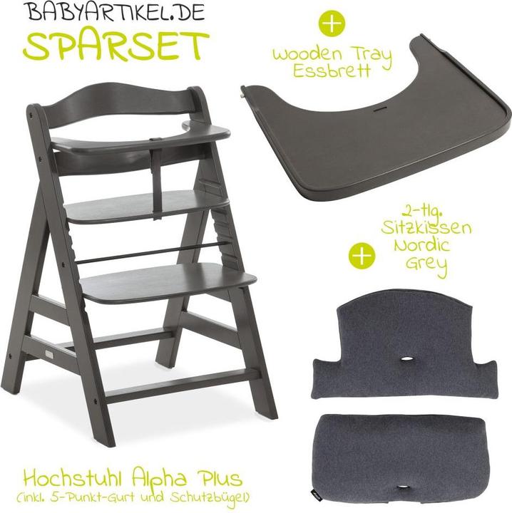 Produktbild Hauck Hochstühle Hochstuhl Alpha Charcoal Selectline - im Sparset inkl. (Hochstuhl)
