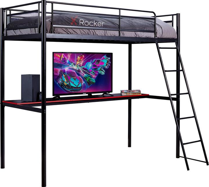 Immagine prodotto X Rocker Xrocker Hq - Letto da gioco a letto alto con scrivania - Nero e rosso