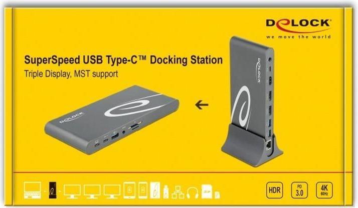 Immagine prodotto Delock Docking station USB-C - USB/SD/LAN/HDMI/DP (USB-C, 3 Porti)