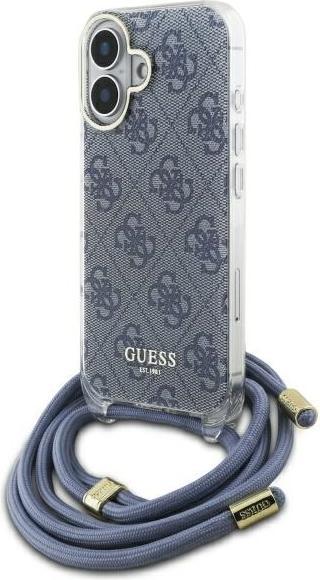 Guess GUHCP16SHC4SEB iPhone 16 6.1" niebieski/blue hardcase Crossbody Cord 4G Print