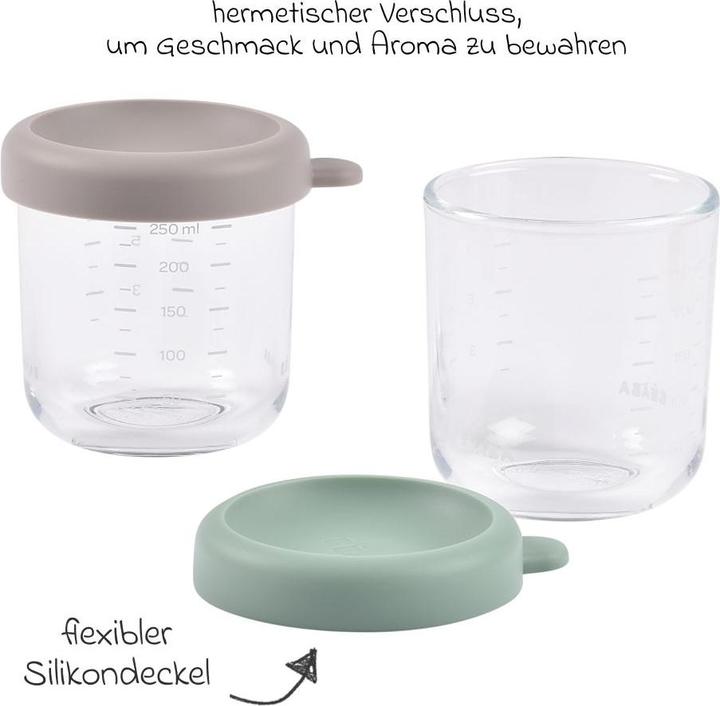 Actual product image Beaba Glass portion set 2 pcs. 250ml green/greige