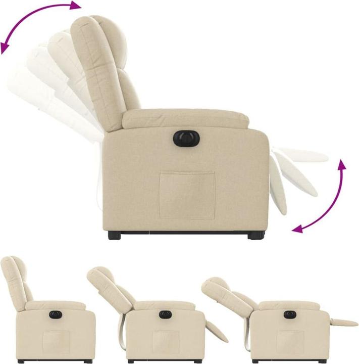 Produktbild VidaXL Relaxsessel mit Aufstehhilfe Elektrisch Fernsehsessel Sessel Creme Stoff