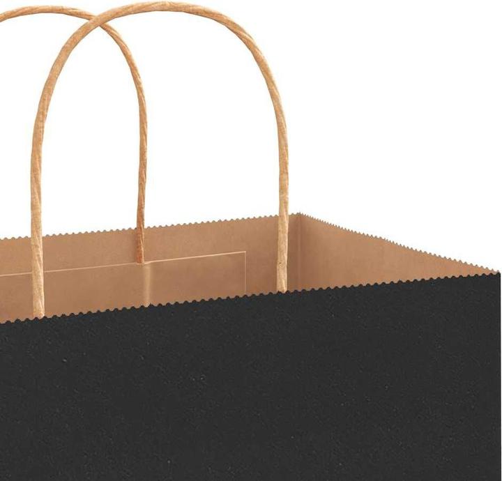Produktbild VidaXL Kraftpapiertüten 50 Stk. mit Henkel Schwarz 32x22x28 cm Papiertüte (Geschenkbox, 50 x)