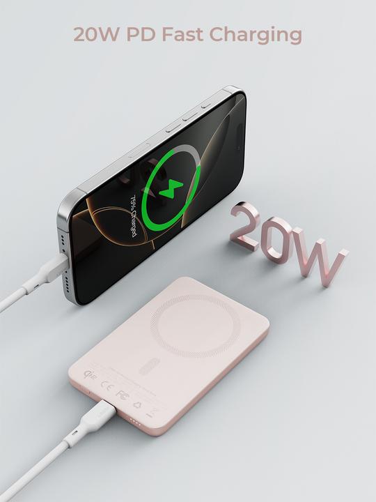Actual product image Aukey MAG FUSION SLIM - Powerbank (5000 mAh, 18 W, 18 Wh)