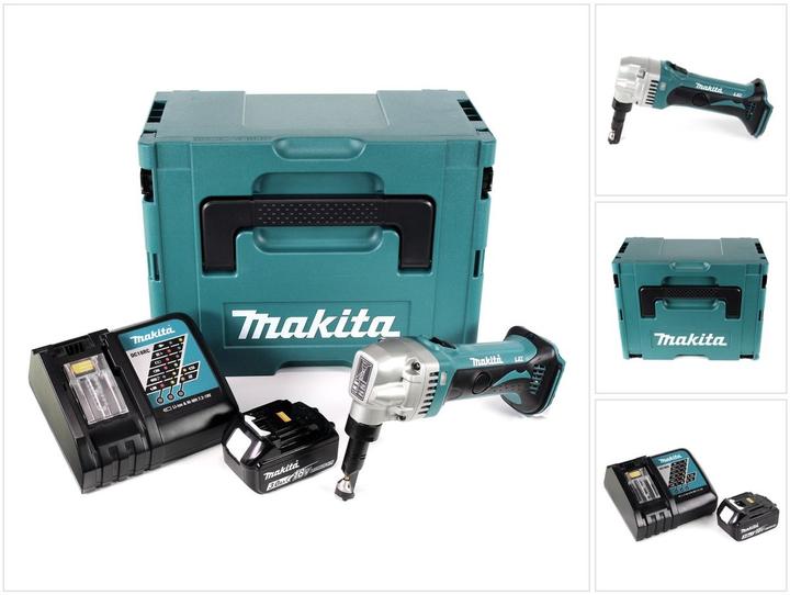 Actual product image Makita DJN 161 RF1J 18V Battery Nibbler Shears + 1x Battery 3.0Ah + Quick Charger + Makpac