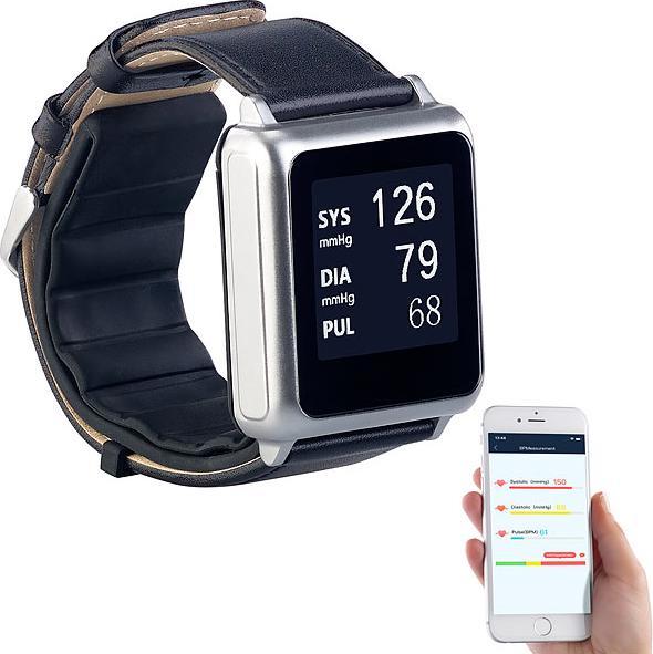 Produktbild Newgen medicals Blutdruck-Armbanduhr mit Pumpe, E-Ink-Display, Bluetooth & App