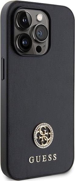 Immagine prodotto Guess GUHCP13LPS4DGPK Custodia rigida per iPhone 13 Pro 6.1" in pelle nera con logo in metallo Strass (Apple iPhone 13 Pro)