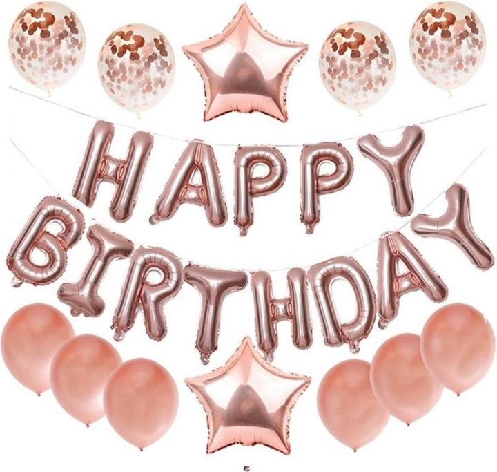 Cover-Discount Happy Birthday Balloon Banner Set Pink (25 x)