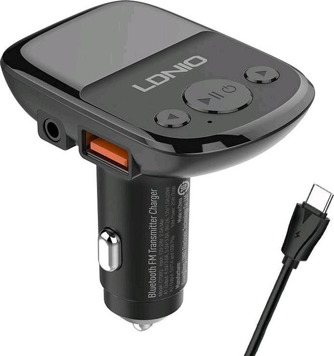 Actual product image Ldnio Bluetooth C706Q, 2USB, AUX Transmitter FM + USB-C cable