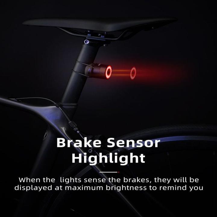 Image du produit Rockbros Lampe de vélo arrière Q3 avec système d'arrêt intelligent - noir