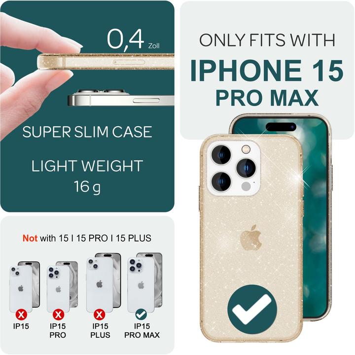 Produktbild Nalia Klare Glitzer Silikon Hülle (Apple iPhone 15 Pro Max)