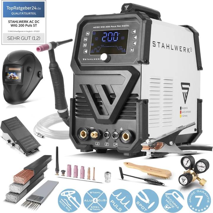 Actual product image Stahlwerk Shielding gas welder AC/DC TIG 200 Pulse Pro Digital Fully equipped
