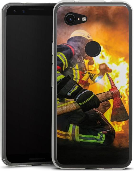 Produktbild DeinDesign Silikon Hülle für Google Pixel 3a Handyhülle Case Smartphone Schutzhülle Feuer Feuerwehr (Google Pixel 3a)