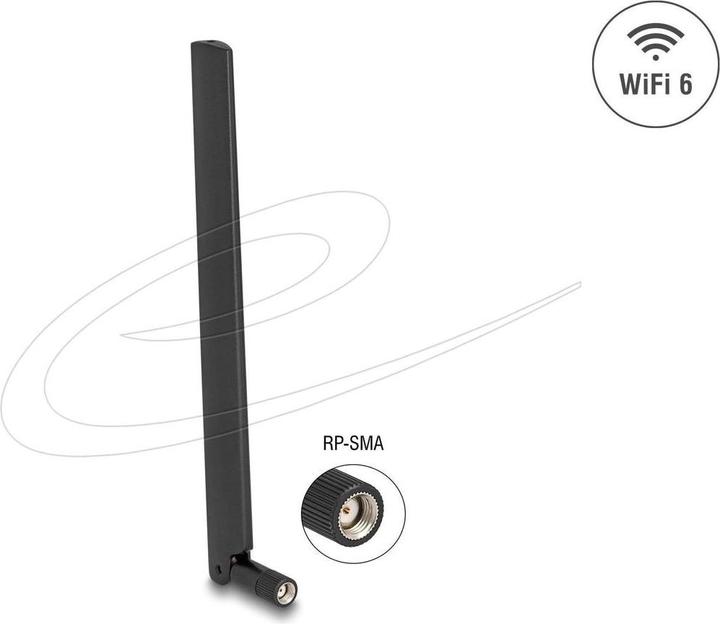 Image du produit Delock 90677 - WiFi 6 Antenne RP-SMA Stecker 3 - 6 dBi omnidirektional mit Kippgelenk sc (WiFi)