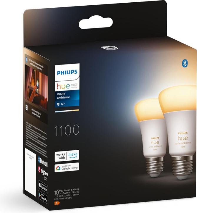 Immagine prodotto Philips Hue Tonalità ambiente bianco (E27, 11 W, 1100 lm, 2 x, F)
