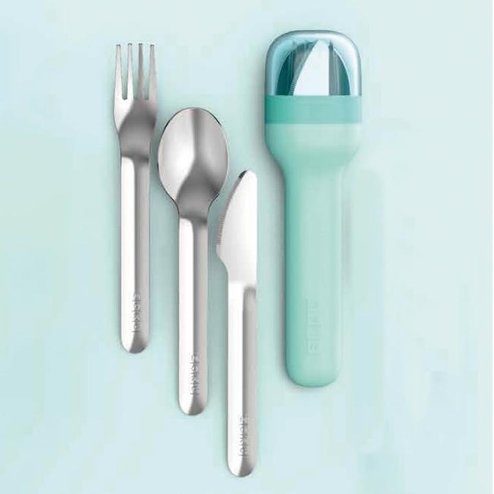 Produktbild ZOKU Besteck-Set To Go, 3-teilig Teal (3 Stück, Besteck Set)
