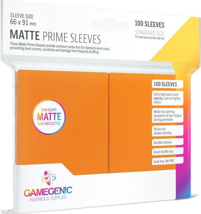 Gamegenic GGS10035 - Matte Prime Sleeves, orange, 66 x 91 mm (100 Sleeves)