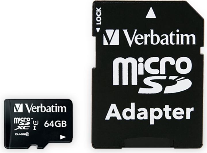 Actual product image Verbatim Micro SDXC Card Class 10 (64 GB, microSDXC, U1, UHS-I)