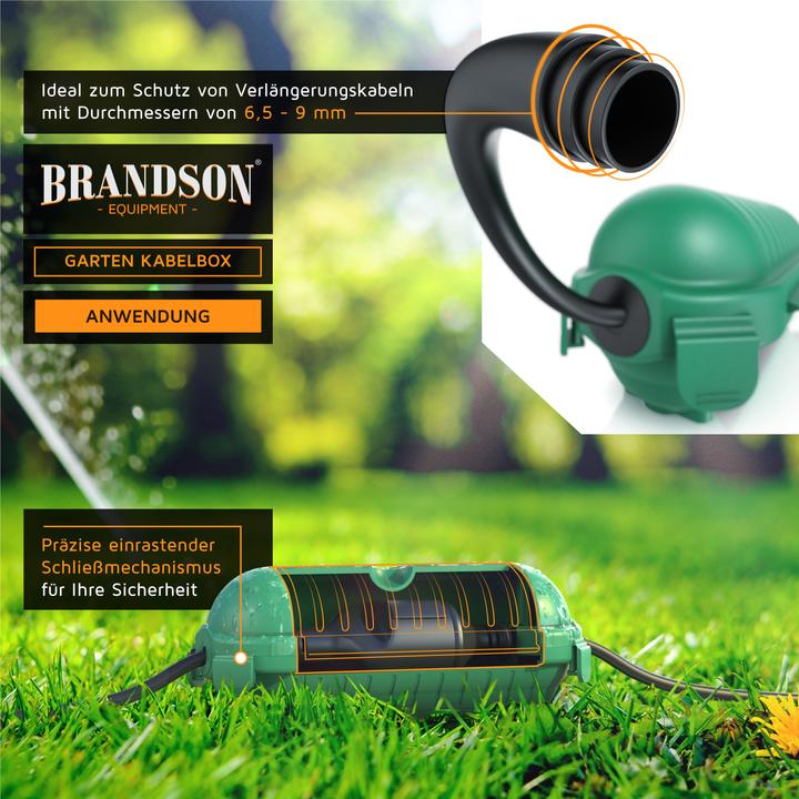 Produktbild Bearware 2x Kabelbox outdoor grün, IP44 Garten Schutzbox wetterbeständig für Verlängerungskabel, 210mm x 85mm