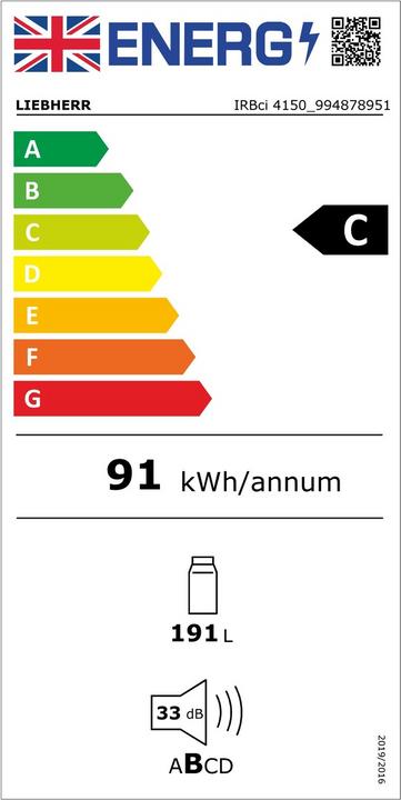 Energie-Label Liebherr Integrierbarer Kühlschrank mit BioFresh (209 l)