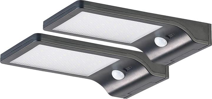 Produktbild Lunartec 2er-Set Solar-LED-Wandleuchten mit PIR-Sensor & Nachtlicht