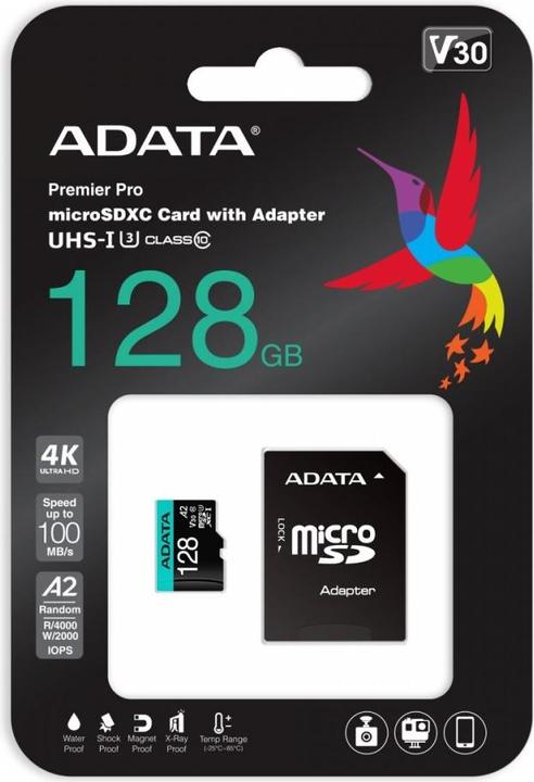 Actual product image Adata Premier Pro Incl. adapter (128 GB, microSDHC, U3, UHS-I)