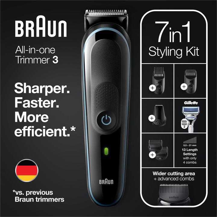 Actual product image Braun Multi Grooming Kit 3 MGK3342, 7-in-1 Beard Trimmer for Men, 5 Attachments