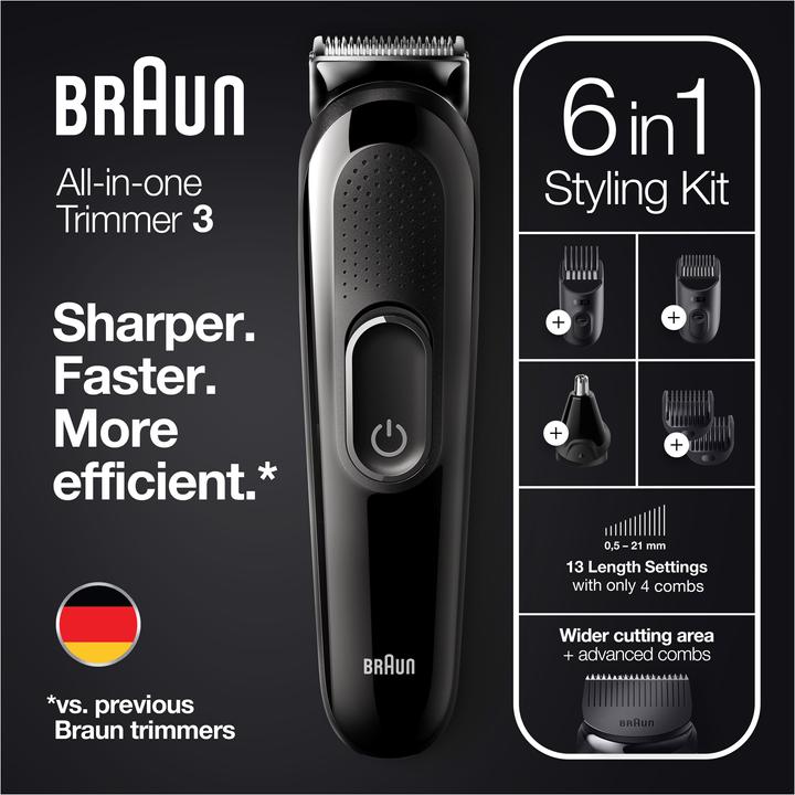 Produktbild Braun All-in-One 3 Trimmer MGK3322, 6-in-1 Barttrimmer für Herren, 5 Aufsätze