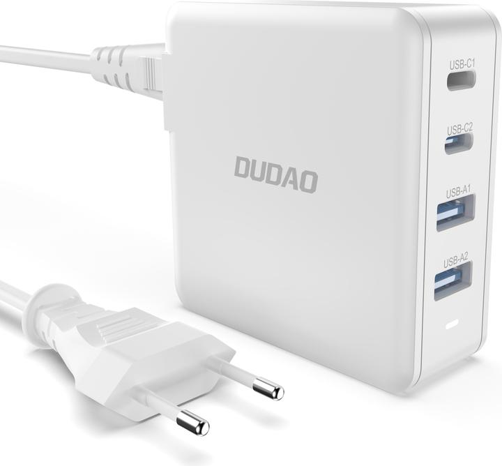 Image du produit Dudao Adaptateur GAN 100W Type Cx2 + 2xUSB Blanc (100 W)