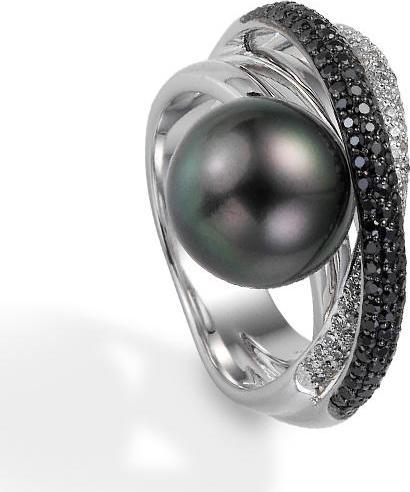 Breuning RING - TAHITI-Z.-PERLE/Brill. 1,026 Ct. schwarz (61, 750/18 K Gold)