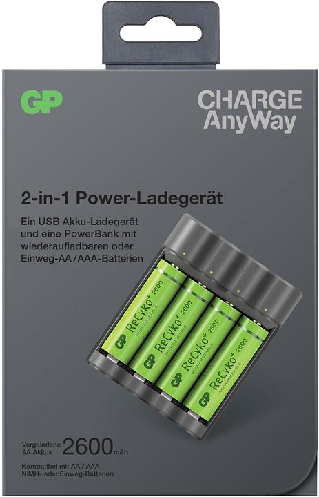 Actual product image GP Batteries CHARGE AnyWay 3in1 Charger & Powerbank (2600 mAh, 12.50 Wh)