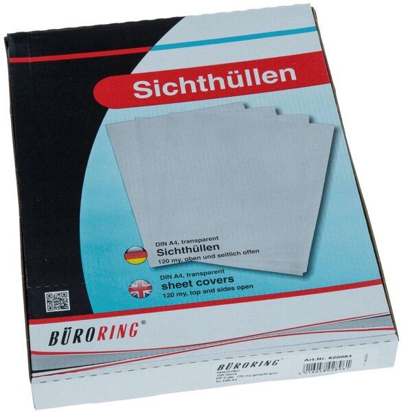 Produktbild Büroring Aktenhülle DIN A4, grün, PP-Folie, 120 my, Oberfläche genarbt, 100 Hüllen (A4, 100 x)