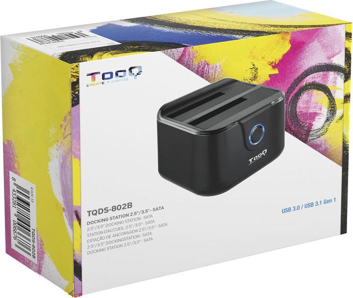 Actual product image Tooq Technology DOCK TQDS-802B 2xSATA 2.5"/3.5" USB 3.0, CLONE OTB NEGRO (2.5", 3.5")