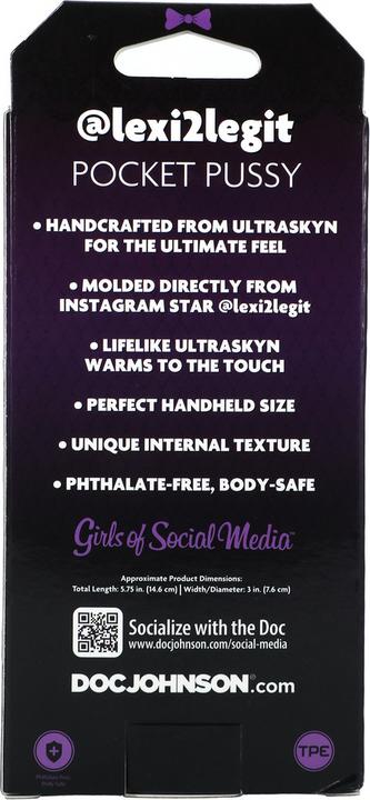 Actual product image Doc Johnson Lexi2Legit ULTRASKYN Pocket Pussy