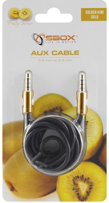 Produktbild Sbox AUX Cable 3.5mm to 3.5mm golden kiwi gold 3535-1.5G (1.50 m, 3.5mm Klinke (AUX))
