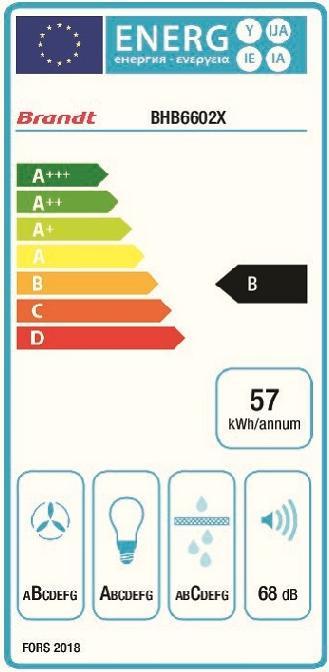 Label énergétique Brandt BHB6602X (Hotte murale)