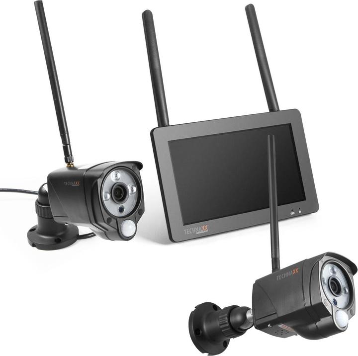 Produktbild Technaxx Funk-Überwachungskamera Set, 7" Touchscreen-Empfänger, 2 FullHD IP Kameras